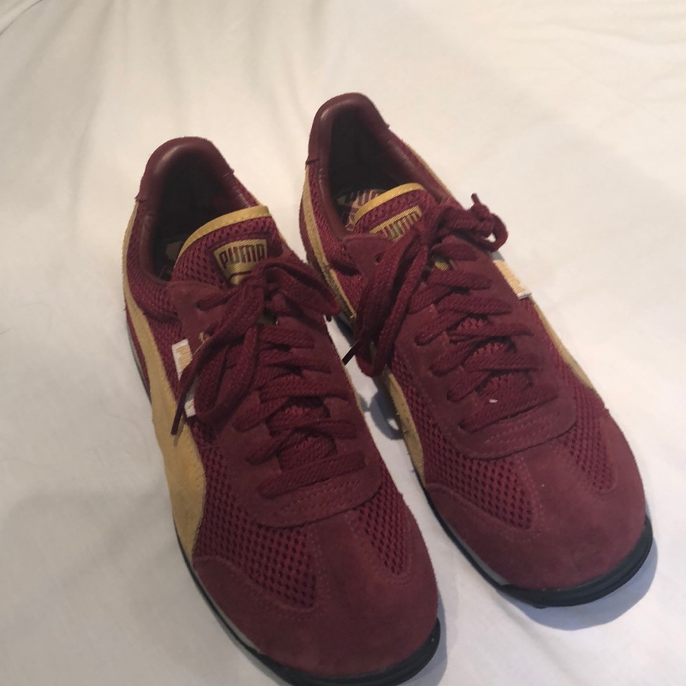 Puma Sneakers. Burgundy and gold. Size 8.